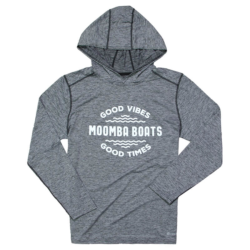 Moomba Cool Core LS Hooded Tee - Black Heather - CLEARANCE