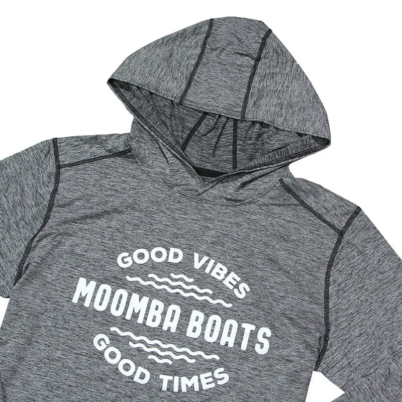 Moomba Cool Core LS Hooded Tee - Black Heather - CLEARANCE