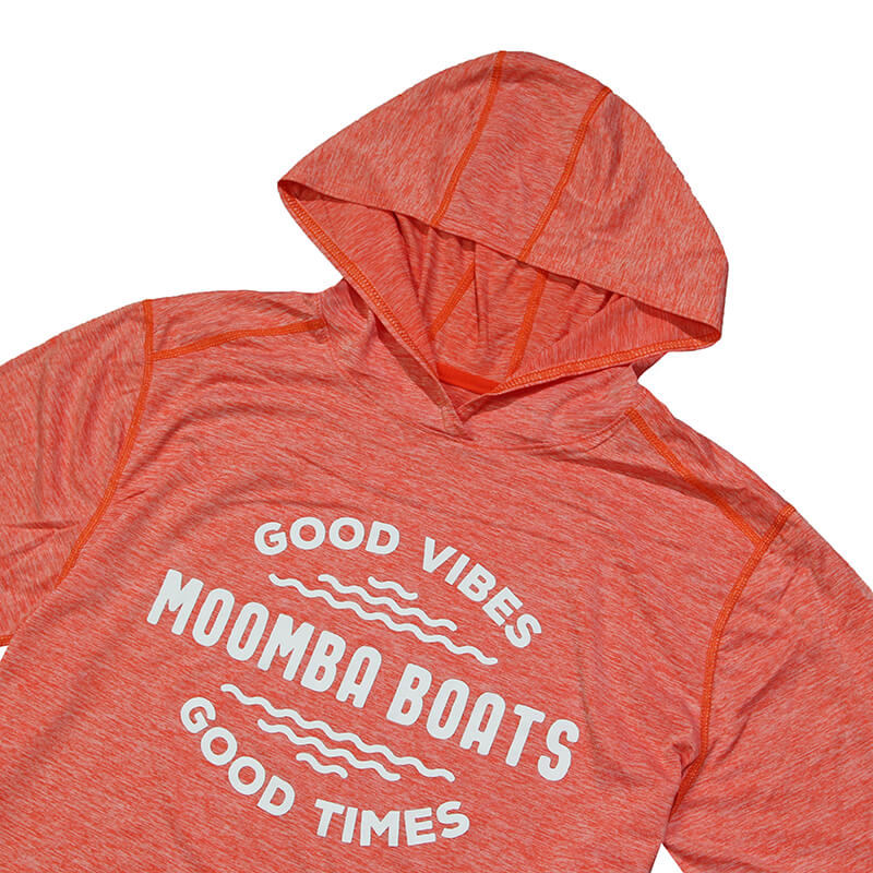 Moomba Cool Core LS Hooded Tee - Orange Heather - CLEARANCE