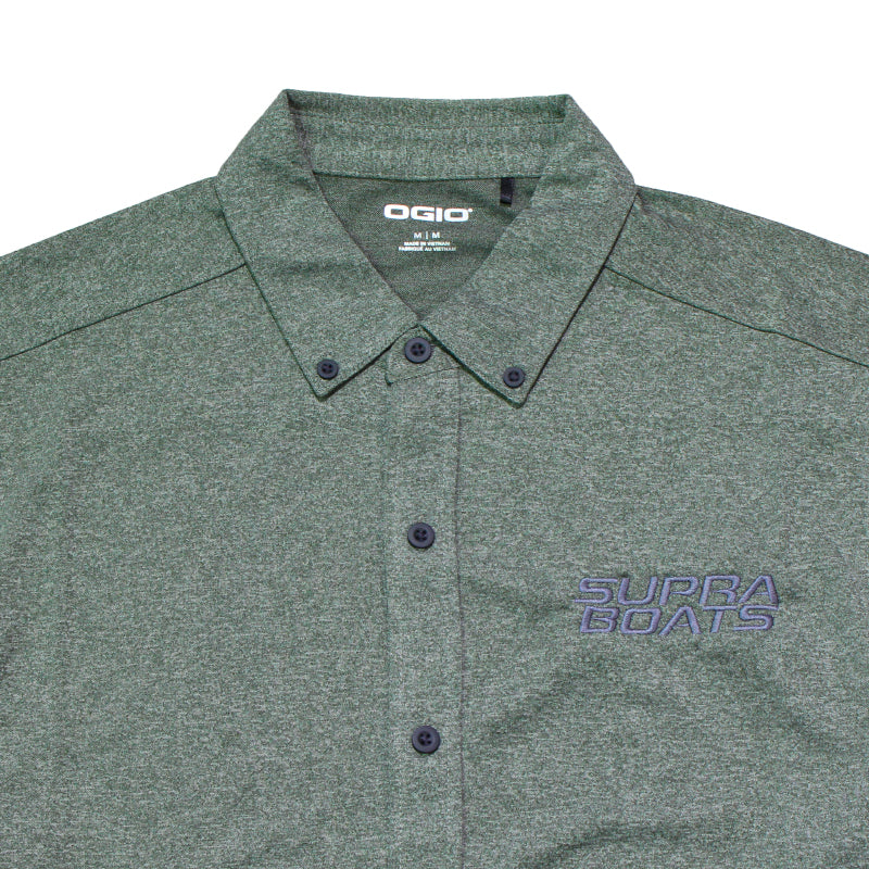 Supra OGIO Full-Button Polo - Drive Green Heather - CLEARANCE