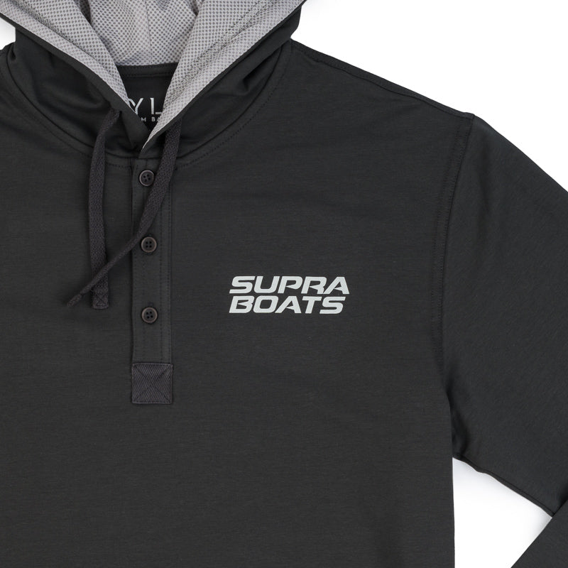 Supra BYLT Drop Cut Lux Hooded Henley - Dark Charcoal