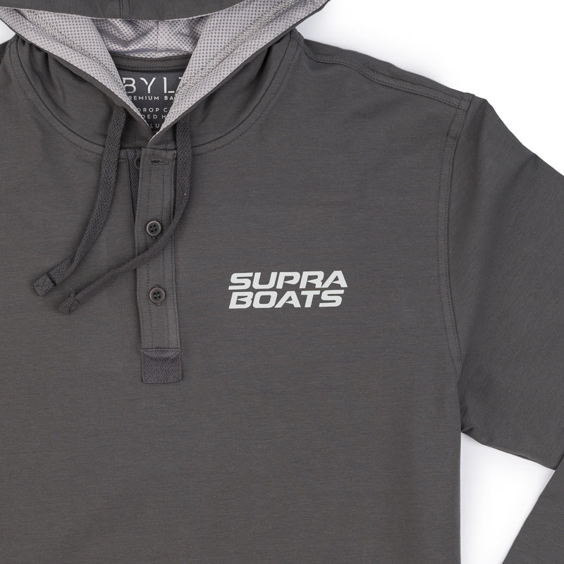 Supra BYLT Drop Cut Lux Hooded Henley - Charcoal