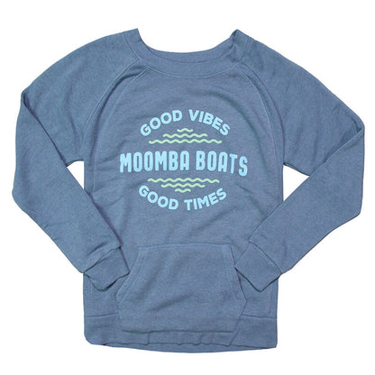 Moomba Women's Angel Fleece Crew Sweatshirt - Stonewash Blue - CLEARANCE